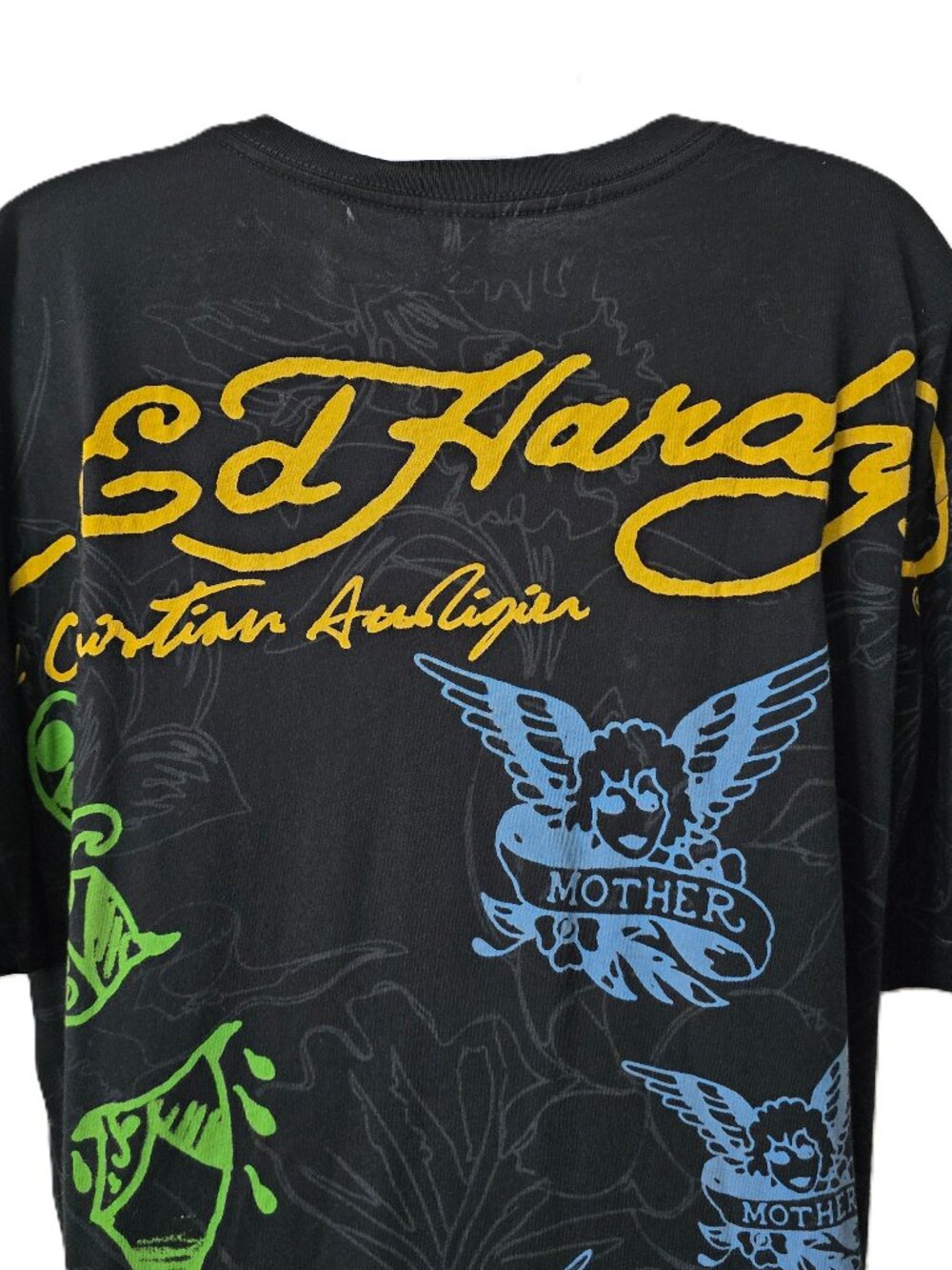 Ed Hardy White Lotus Tiger Graphic T Shirt Mens XL Christian Audigier Y2K Mother - Picture 6 of 8